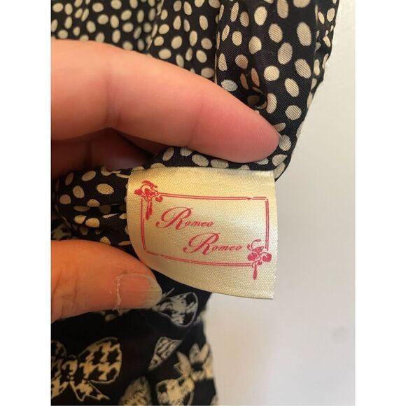 Vintage ROMEO ROMEO black & white Bow print Maxi Dress Size L - Picture 15 of 16
